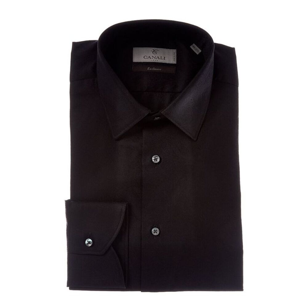 Canali Mens  Dress Shirt, Black